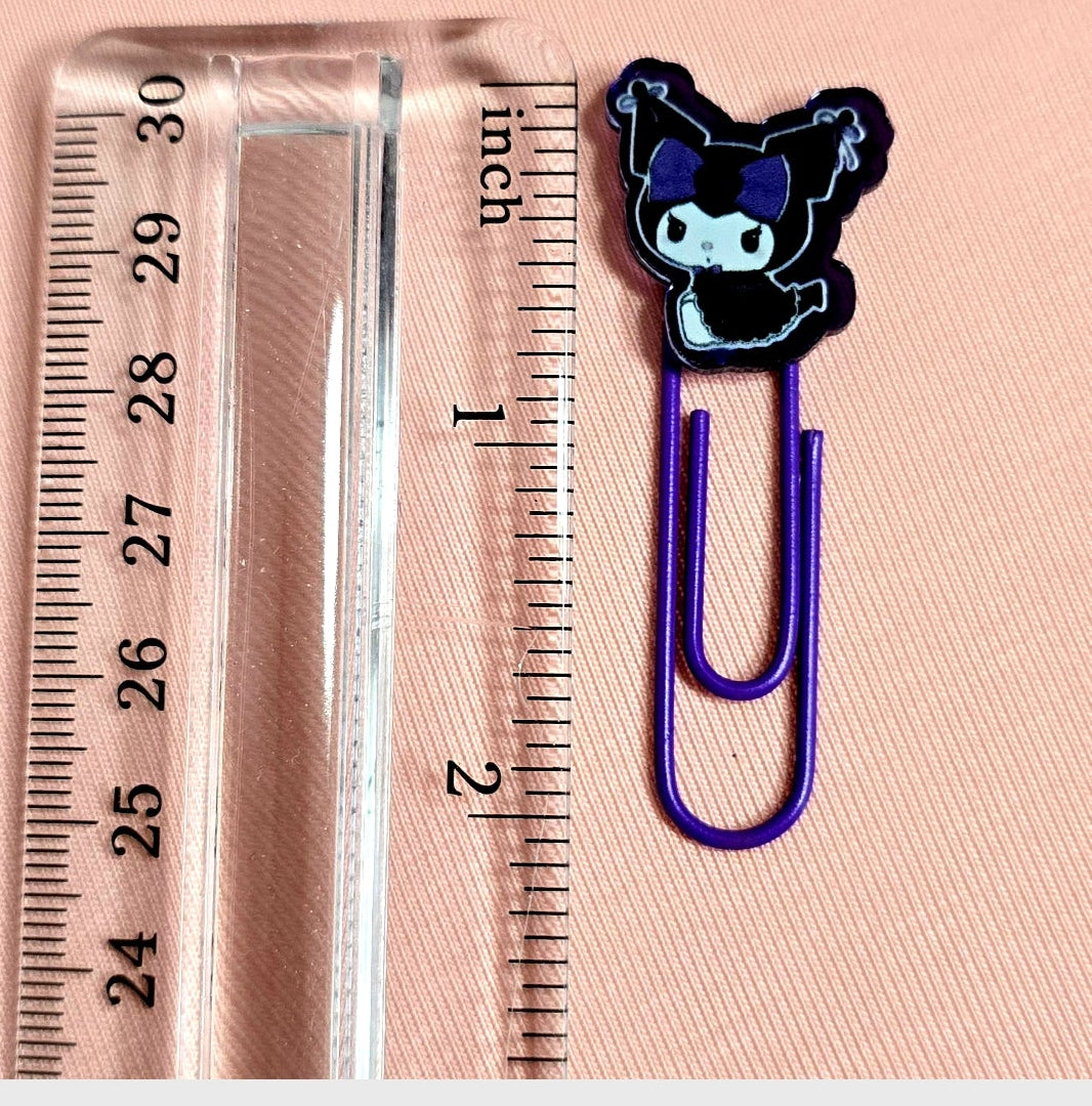 Kuromi Decorated Purple Paper Clips Metal Clip Set of 6