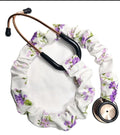 Handmade White with Purple Lavander Floral  Stethoscope Sleeve: Cotton Cover