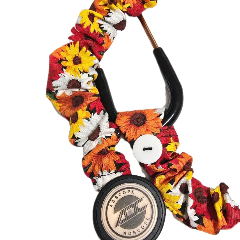 Handmade Colorful Sunflower Print Stethoscope Cover Sleeve Scrunchie