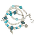 Ocean Life Beach Stackable White and Torquiose  Mixed Beaded Stretchy Bracelets