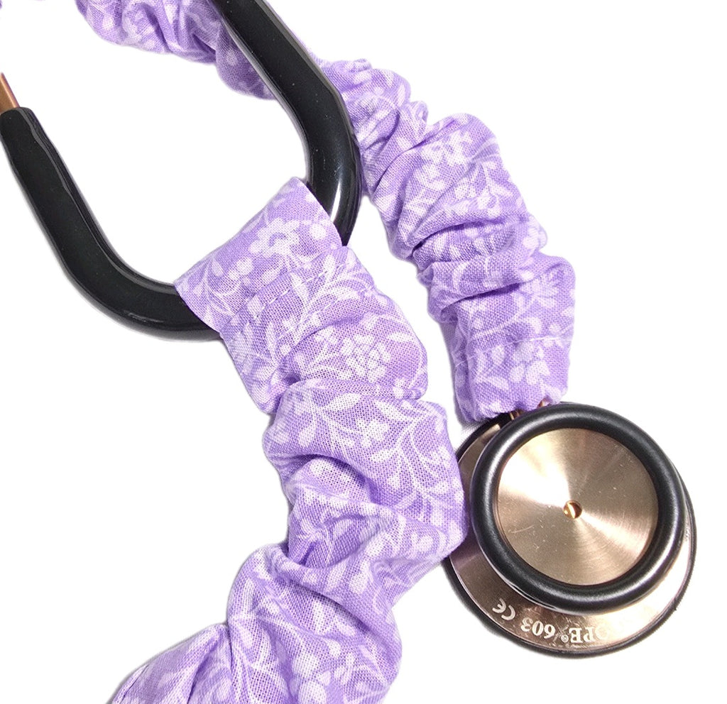 Handmade Purple Lavander Floral  Stethoscope Sleeve: Cotton Cover