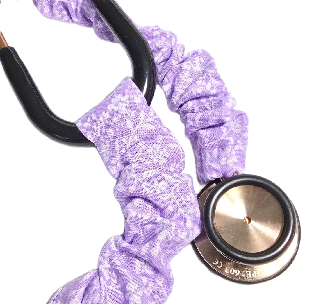Handmade Purple Lavander Floral  Stethoscope Sleeve: Cotton Cover