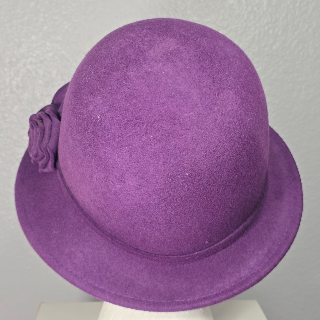 MY ONLY One Size Women's 100% Wool Purple Cloche Formal Retro Preppy Hat