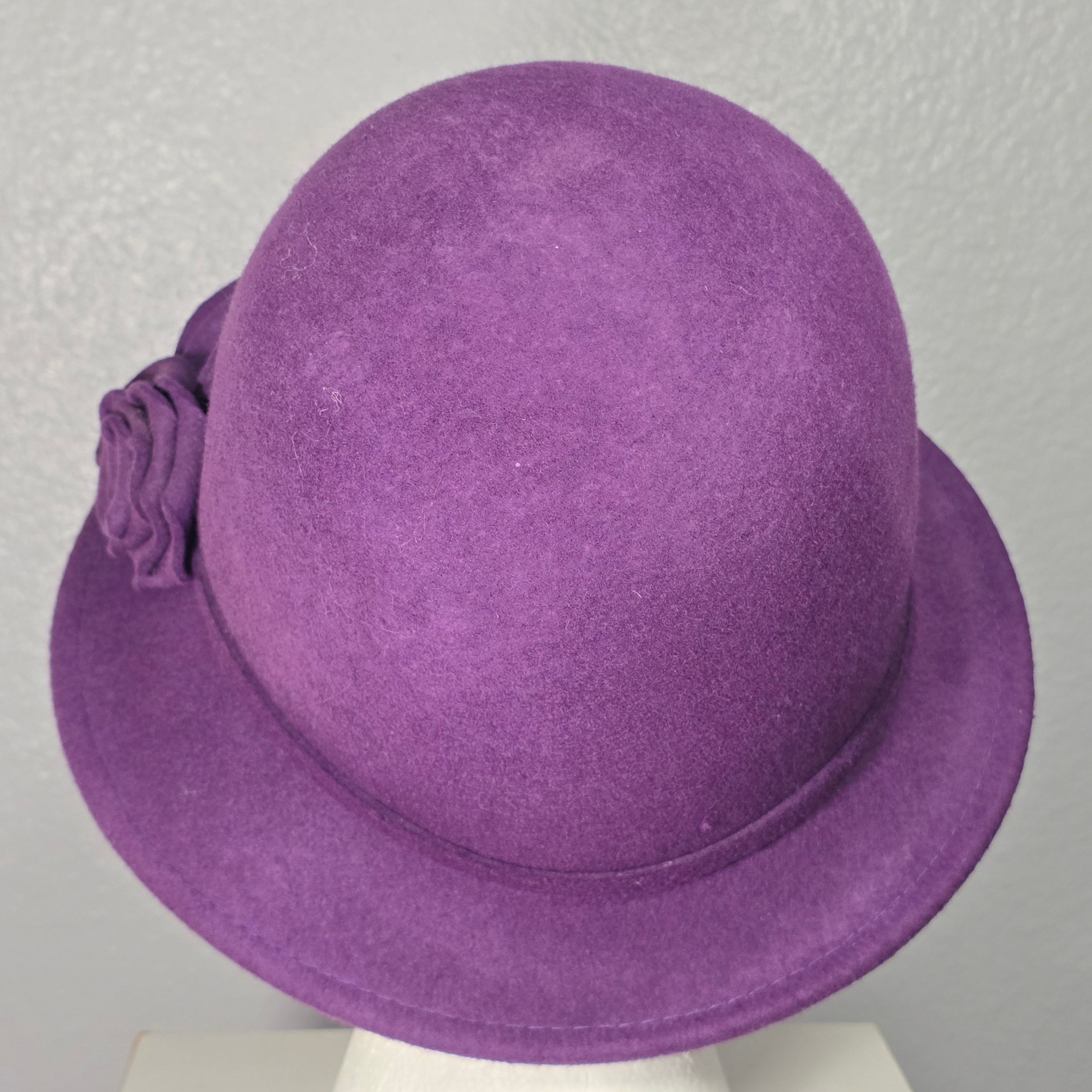 MY ONLY One Size Women's 100% Wool Purple Cloche Formal Retro Preppy Hat