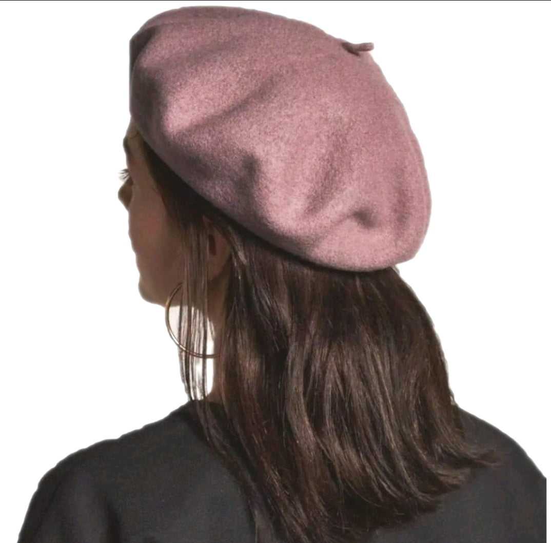 Brixton Women's Audrey Beret Mauve Pale Pink Purple  Small =7 (56 cm) 100% Wool
