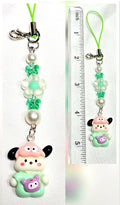 Cute Green Pochacco Kawaii Beaded Key Chain or Phone Charm