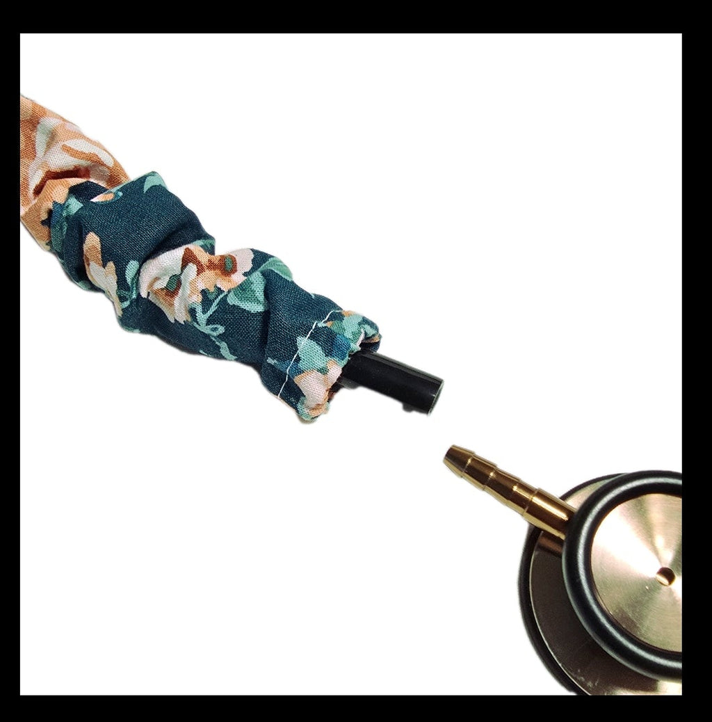 Handmade Green Floral  Washable Cotton Stethoscope Sleeve Cover