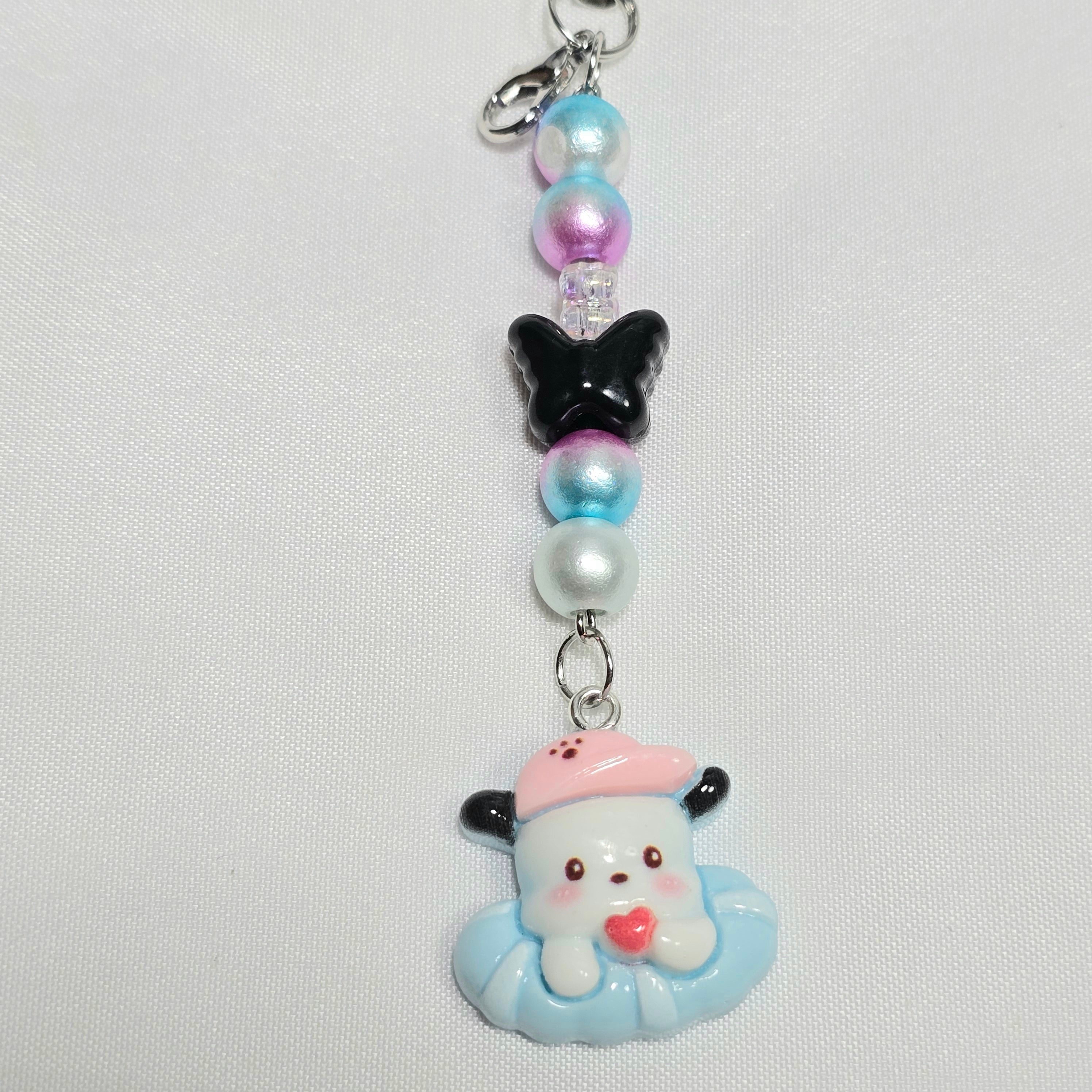 Pochacco Kawaii Beaded Key Chain or Phone Charm