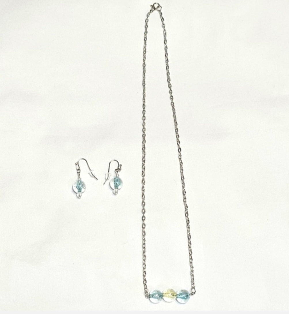 Minimalist Dainty Simple Necklace and Drop Earring Set Jewelry.