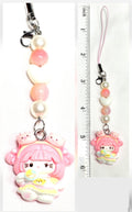 Whimsical Kawaii Beaded Pink Kitty Girl Keychain or Phone Bag Charm