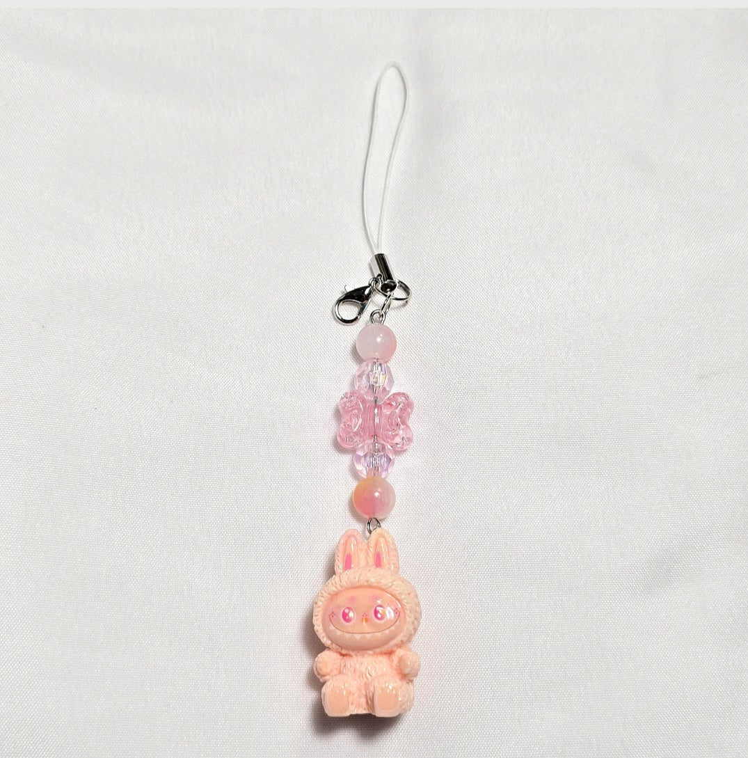 Cute colorful Kawaii giftable beaded Monster Phone charm,  key holder, bag, camera, badge charm. One of each design.