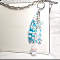 New Pastel Blue Labubu Inspired  Multi Strand Mixed Beaded Bag Charm Key Holder Keychain
