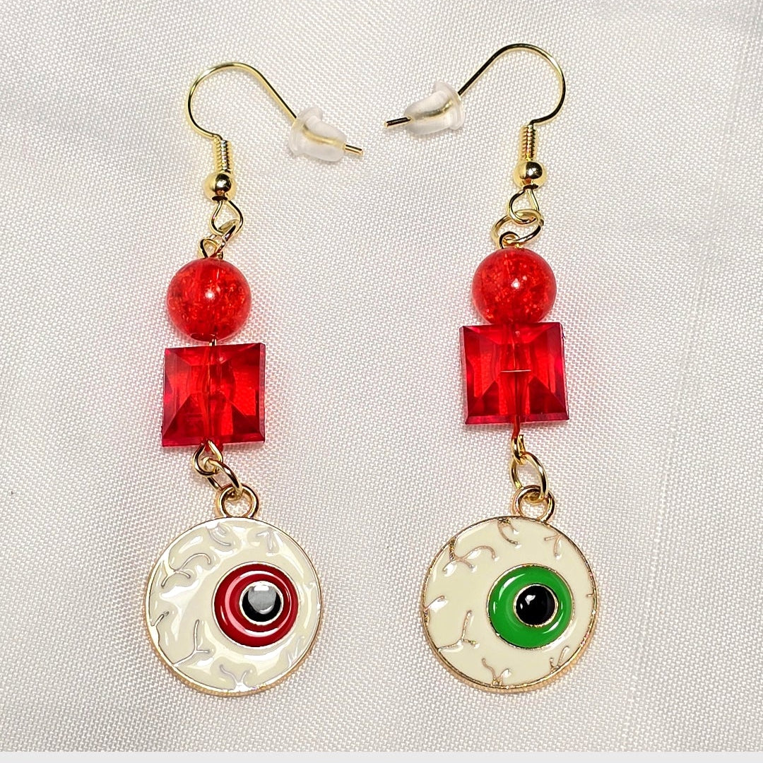Mismatched Insomnia Eye Gothic Earrings: Halloween Gothic