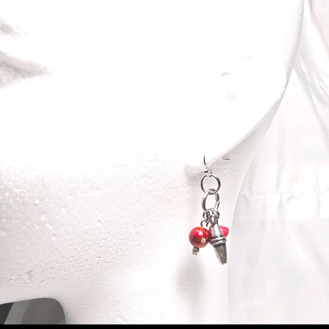 Upcycled Vintage Chicos Red Beaded Bohemian Preppy Y2K Jewelry Necklace Set