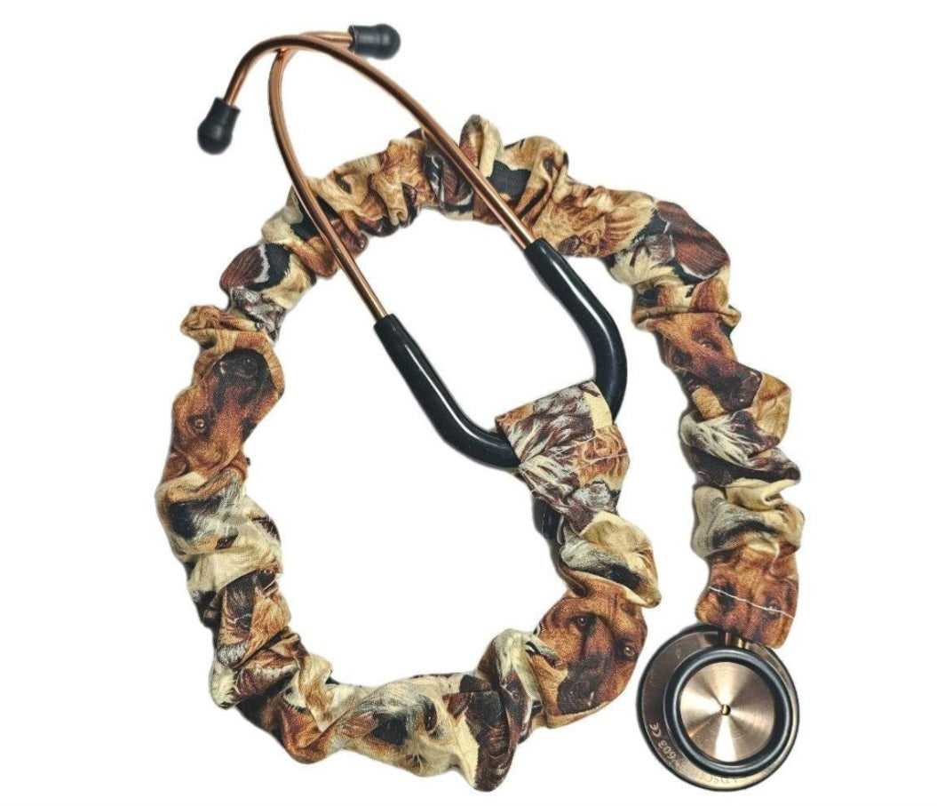 Handmade Unisex Dog Pack Cat Pack Print Brown Stethoscope Sleeve: Washable Cotton Cover