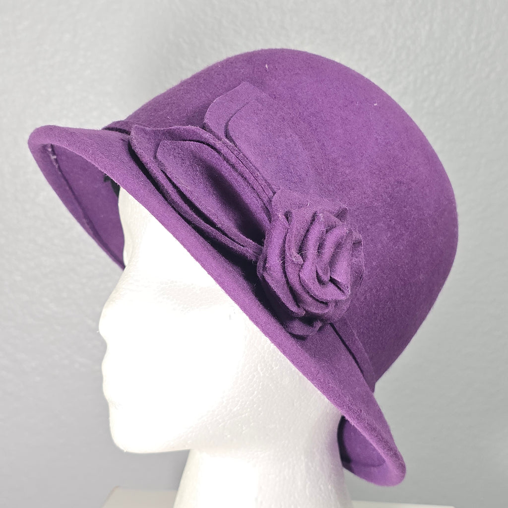 MY ONLY One Size Women's 100% Wool Purple Cloche Formal Retro Preppy Hat