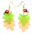 Fall Green and Orange Maple Leaf Dangle Earrings