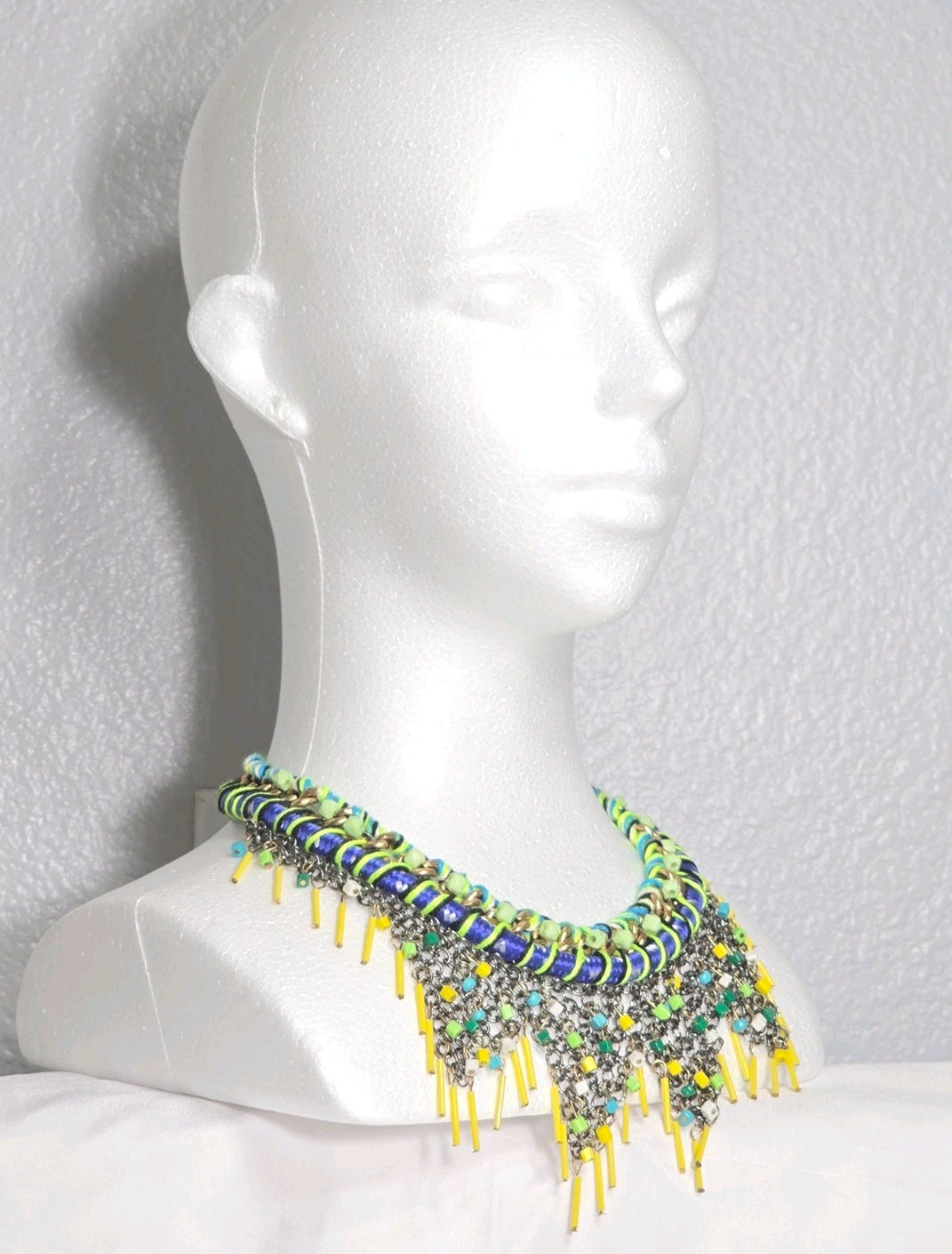 Women's Beaded Vibrant Colorful Bohemian Statement Bib Choker Necklace