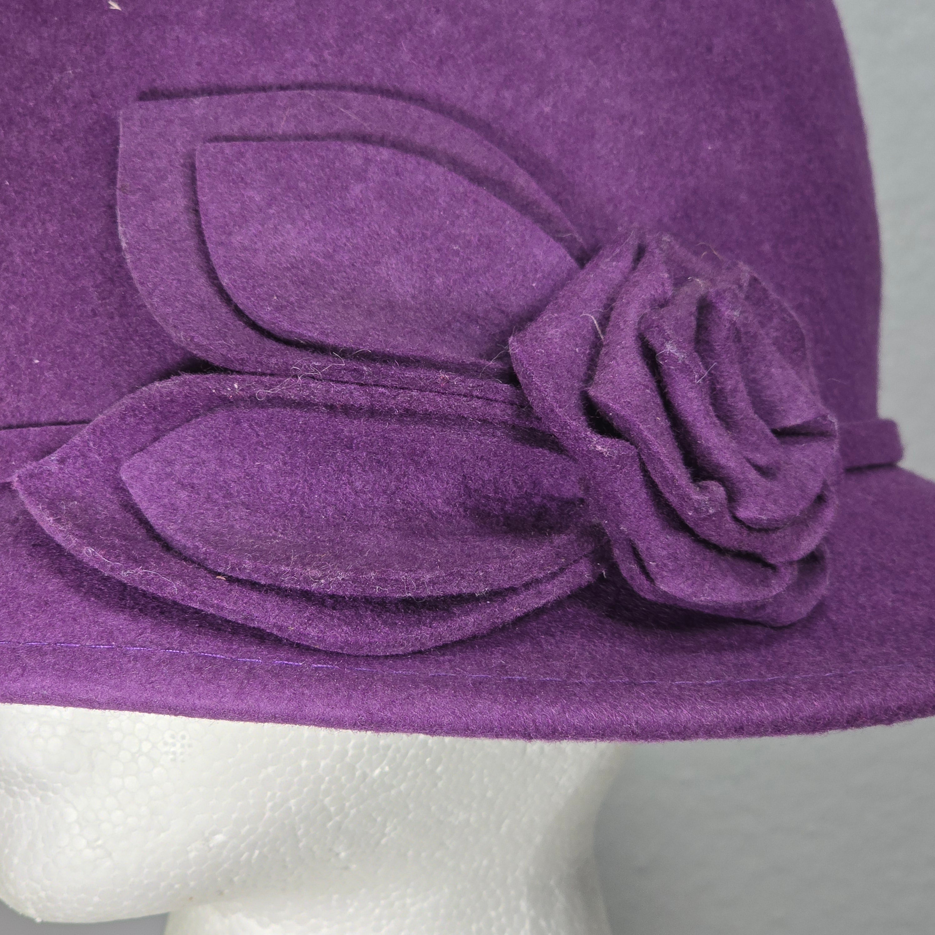 MY ONLY One Size Women's 100% Wool Purple Cloche Formal Retro Preppy Hat