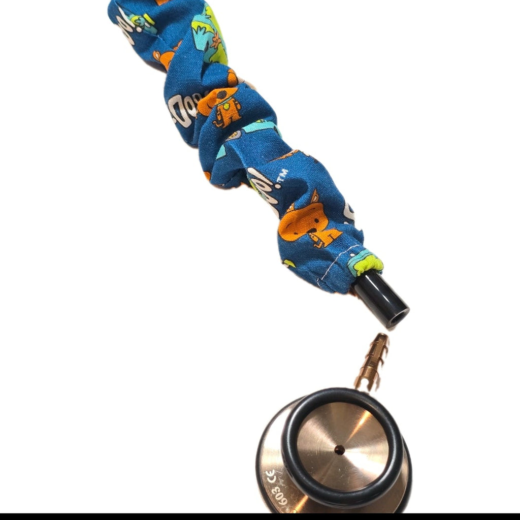 Handmade Colorful Blue Scooby-Doo Stethoscope Sleeve: Washable Colorful Cotton Cover