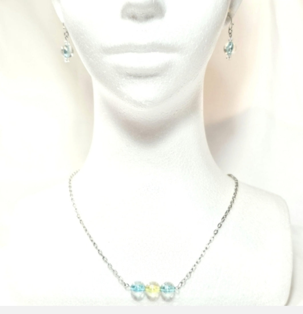 Minimalist Dainty Simple Necklace and Drop Earring Set Jewelry.
