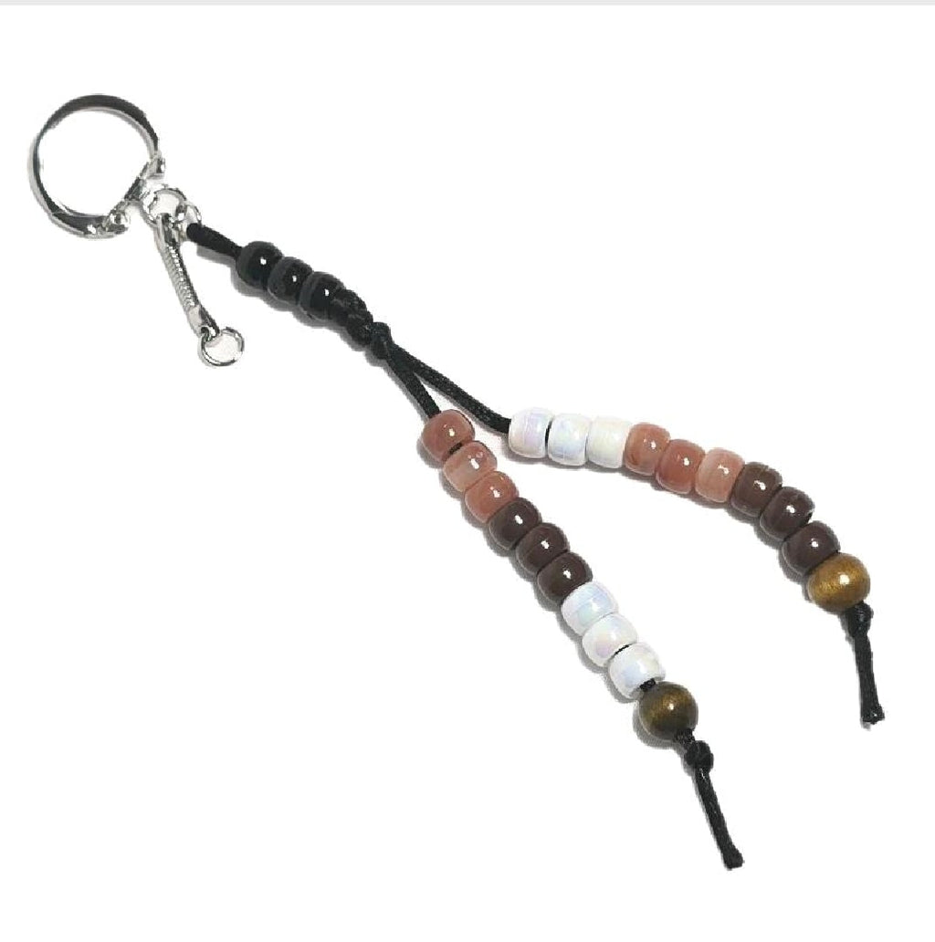 New Brown Labubu Inspired  Multi Strand Mixed Beaded Bag Charm Key Holder Keychain