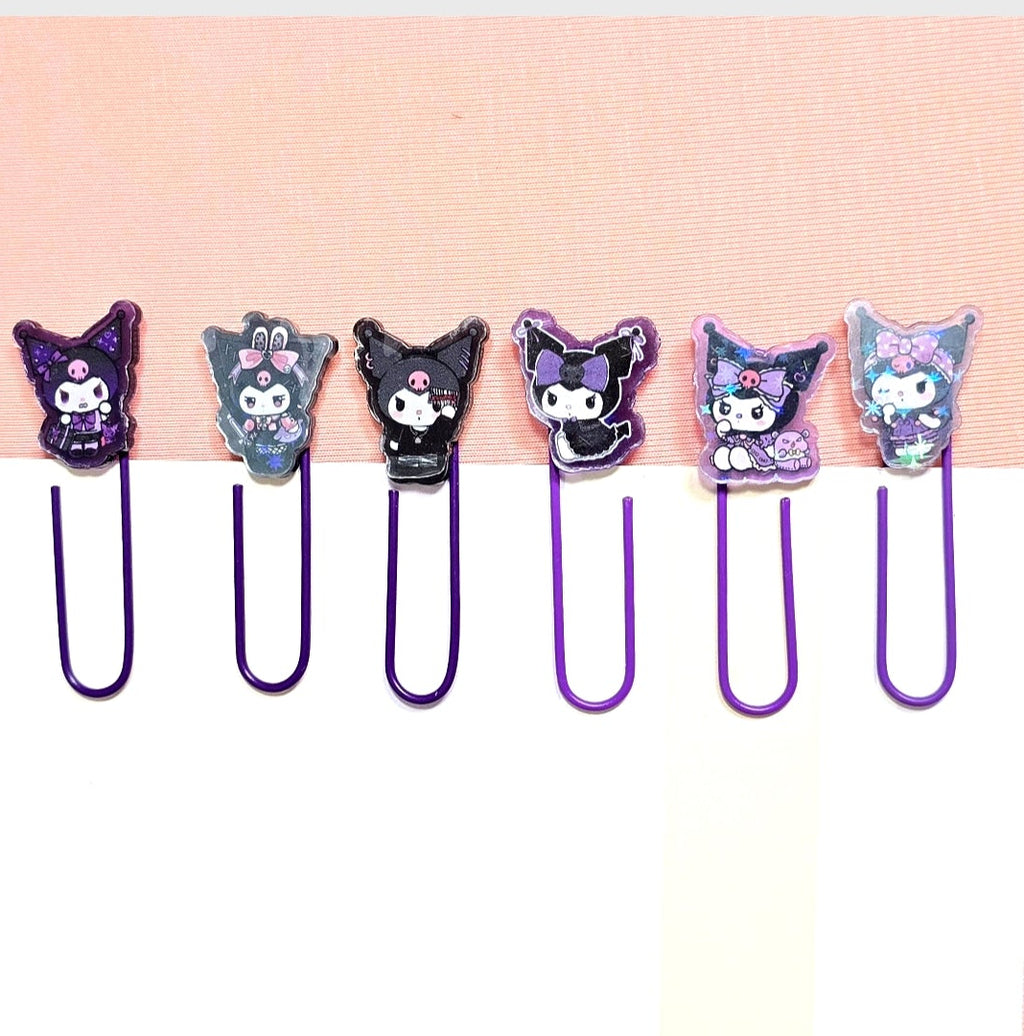 Kuromi Decorated Purple Paper Clips Metal Clip Set of 6