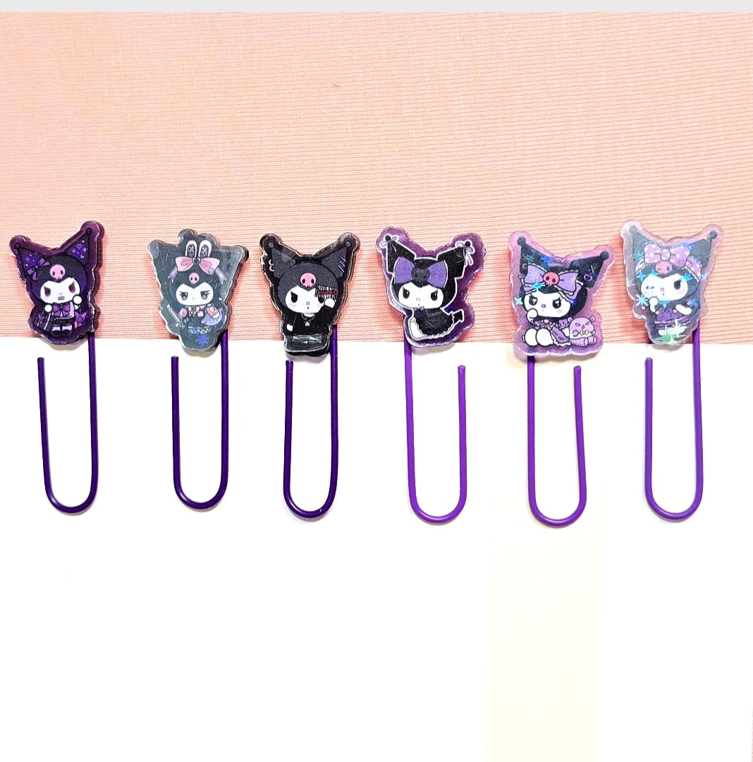 Kuromi Decorated Purple Paper Clips Metal Clip Set of 6