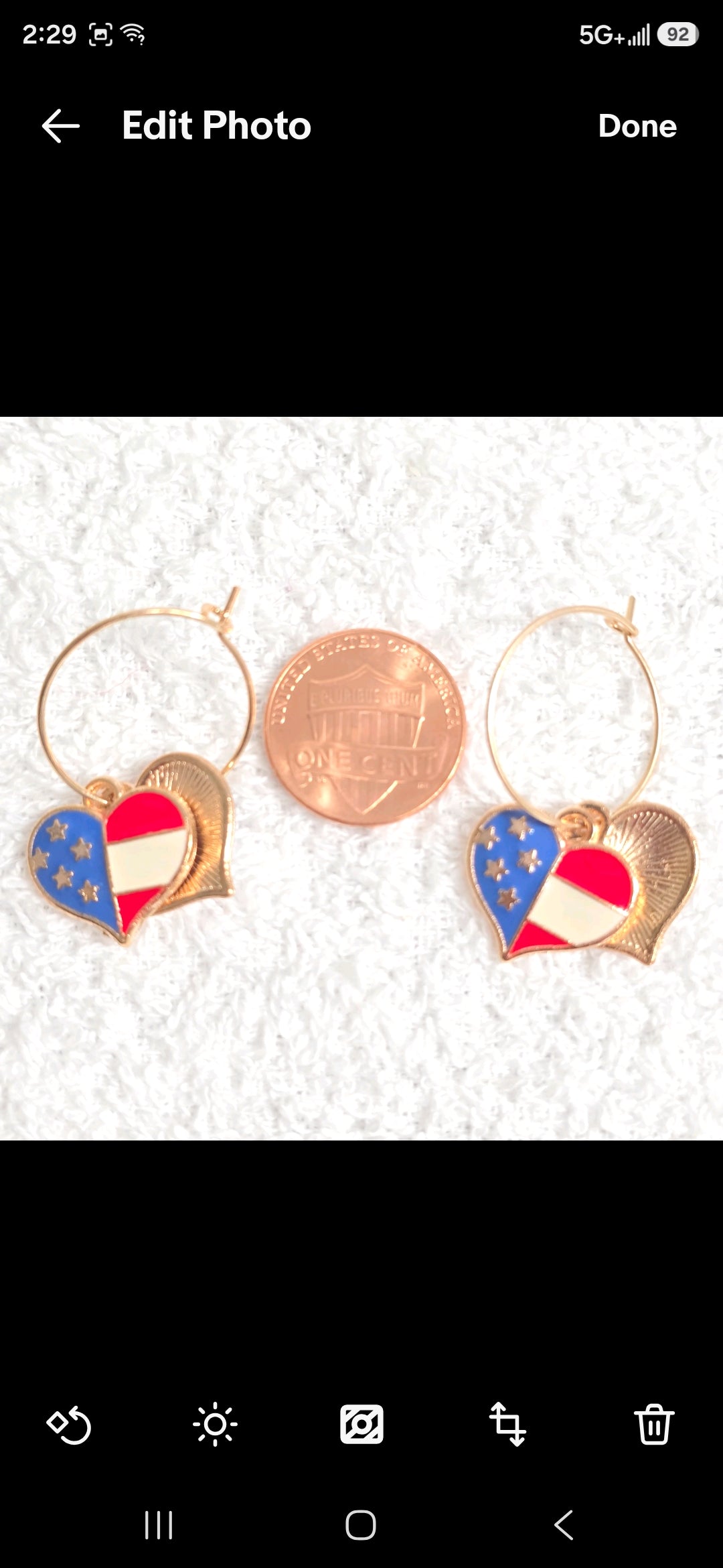 Heart Enamel American Flag  Patriotic Independence Day July 4th  Themed Earrings
