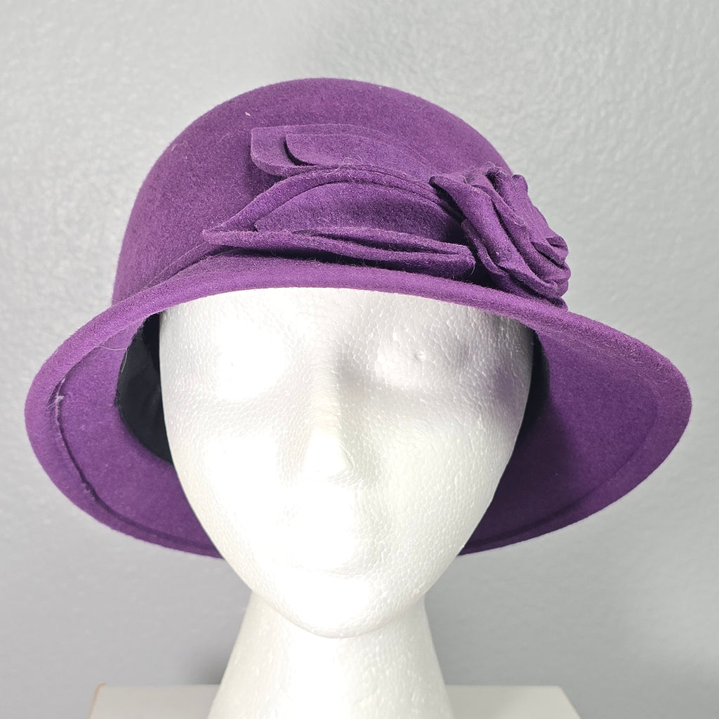 MY ONLY One Size Women's 100% Wool Purple Cloche Formal Retro Preppy Hat