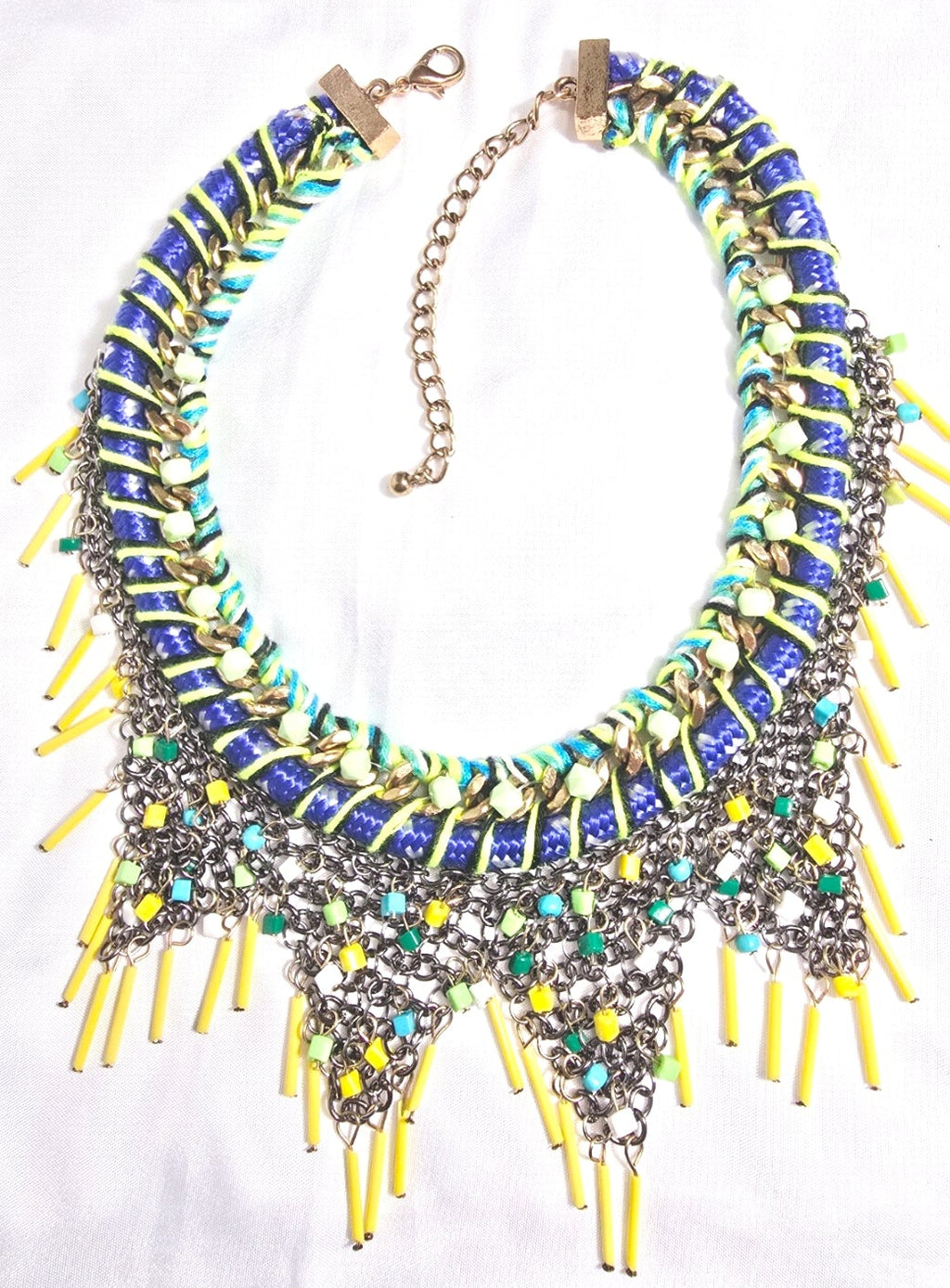 Women's Beaded Vibrant Colorful Bohemian Statement Bib Choker Necklace