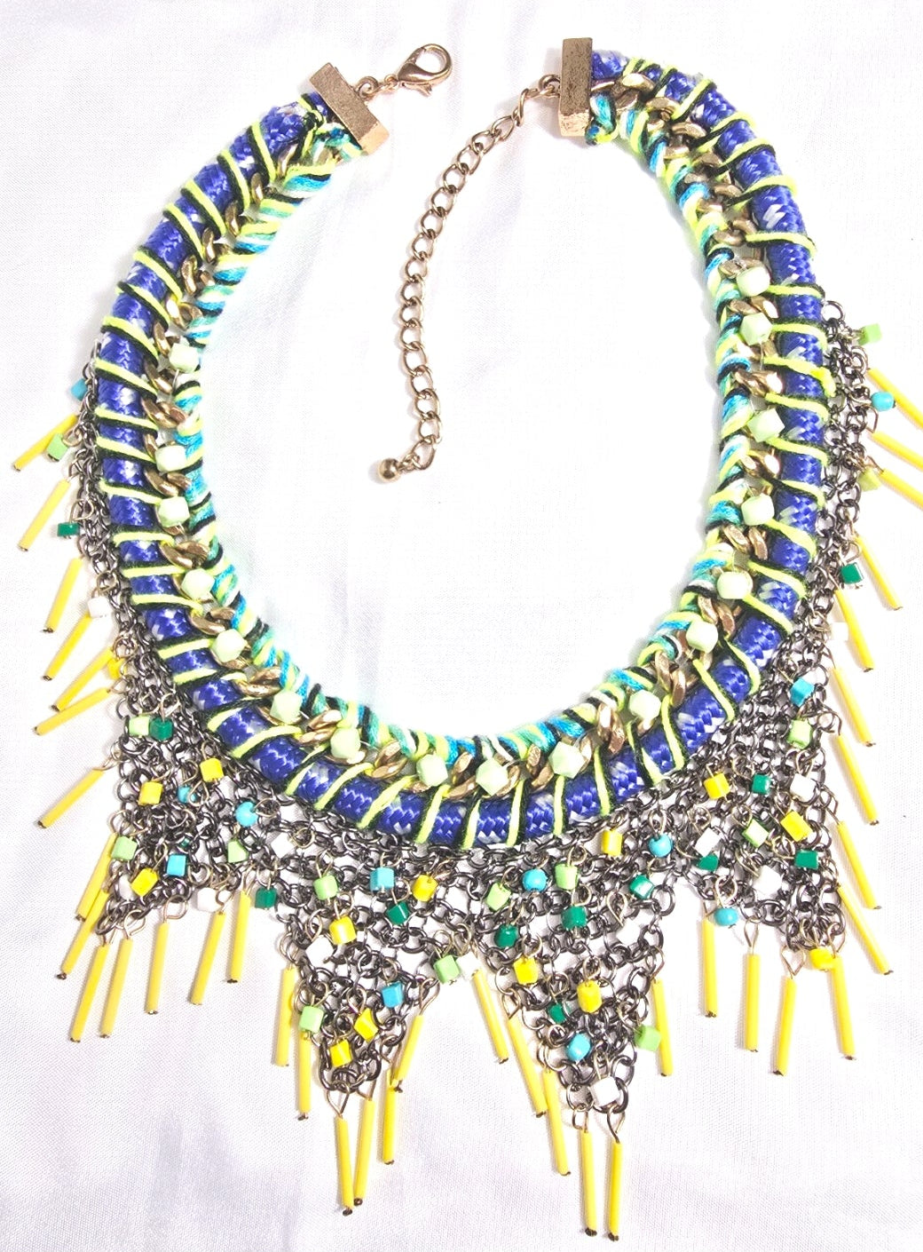Women's Beaded Vibrant Colorful Bohemian Statement Bib Choker Necklace