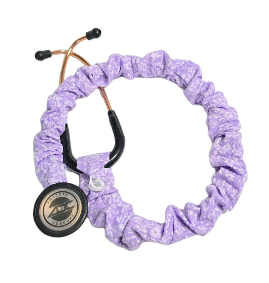 Handmade Purple Lavander Floral  Stethoscope Sleeve: Cotton Cover