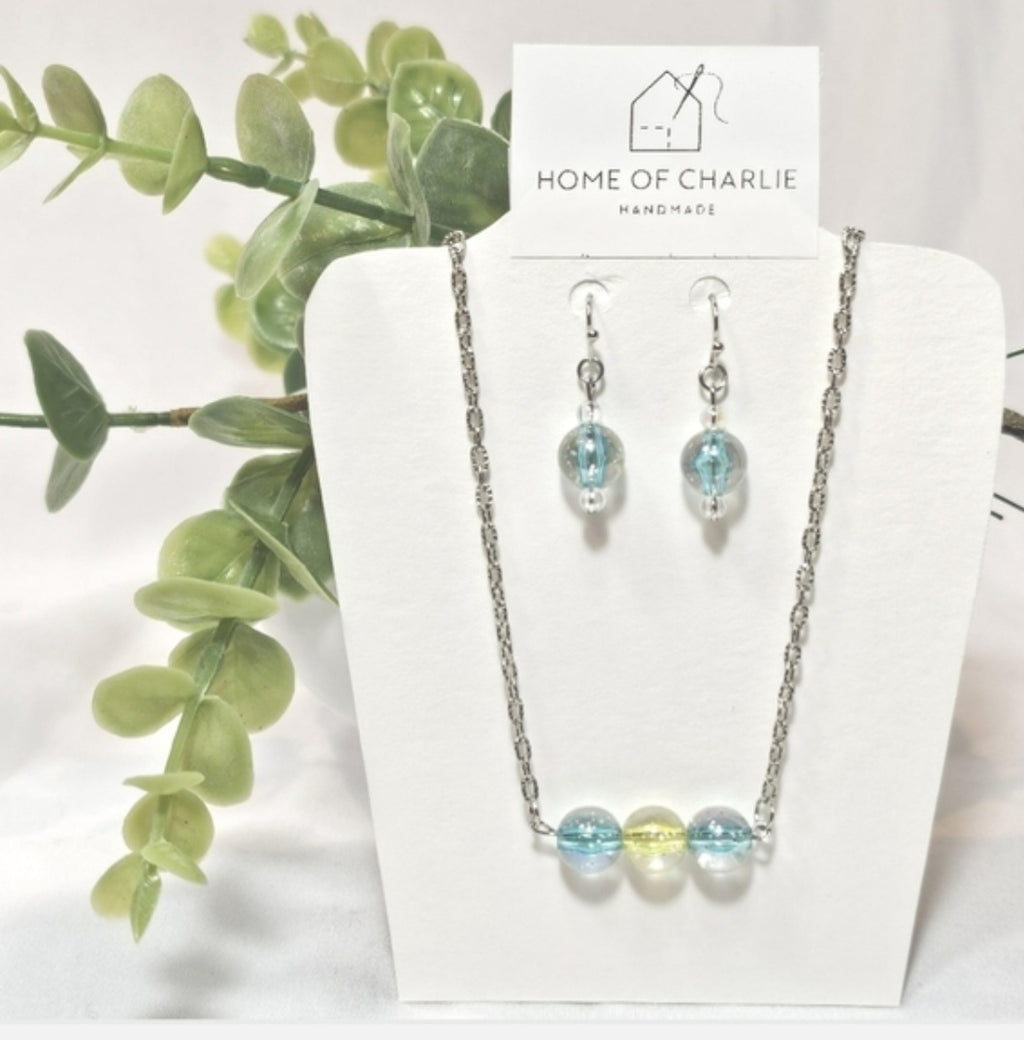 Minimalist Dainty Simple Necklace and Drop Earring Set Jewelry.