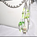 New Pastel Green Labubu Inspired  Multi Strand Mixed Beaded Bag Charm Key Holder Keychain