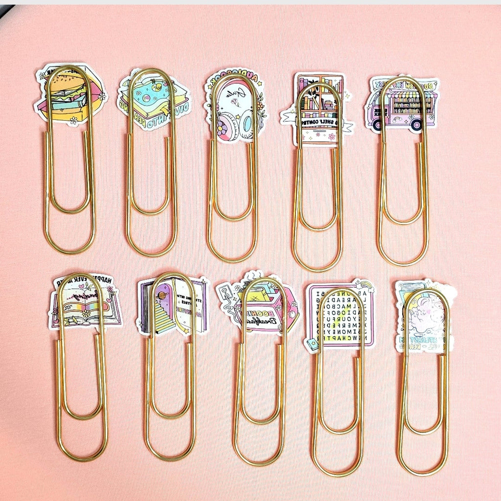 Jumbo Kawaii Bookmark Paper Clips: Teacher's Colorful Planner Journal Organizer