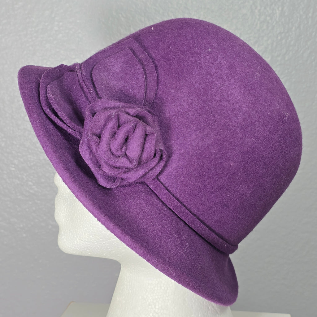MY ONLY One Size Women's 100% Wool Purple Cloche Formal Retro Preppy Hat