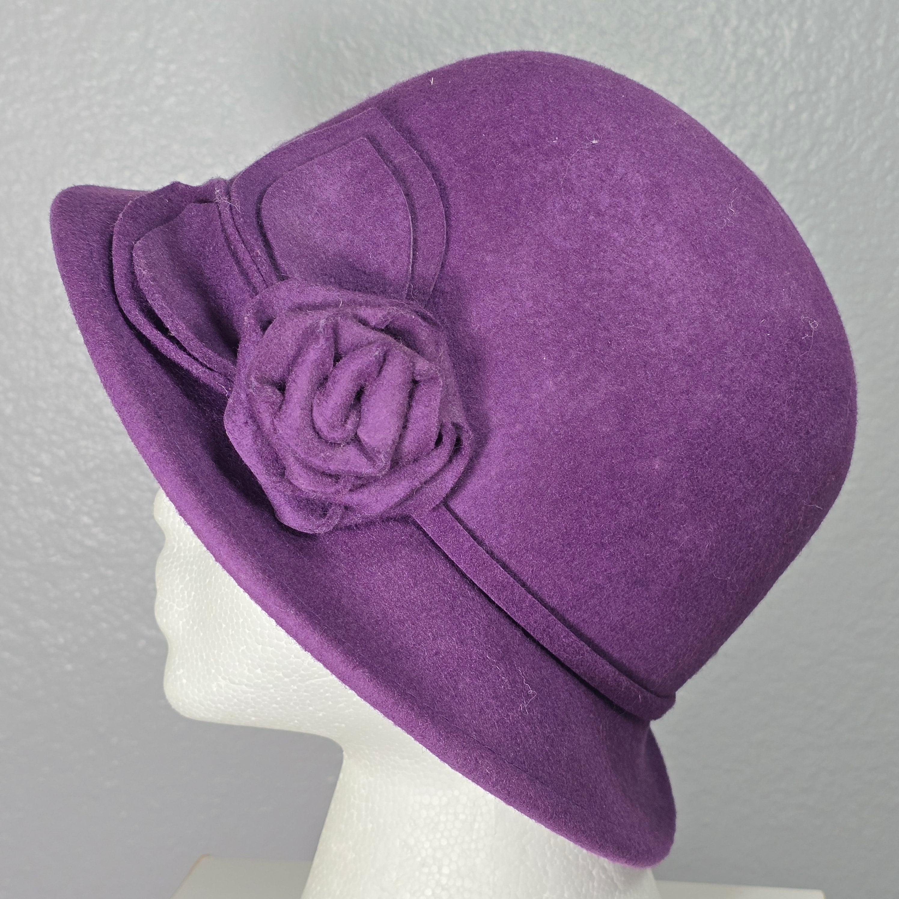 MY ONLY One Size Women's 100% Wool Purple Cloche Formal Retro Preppy Hat