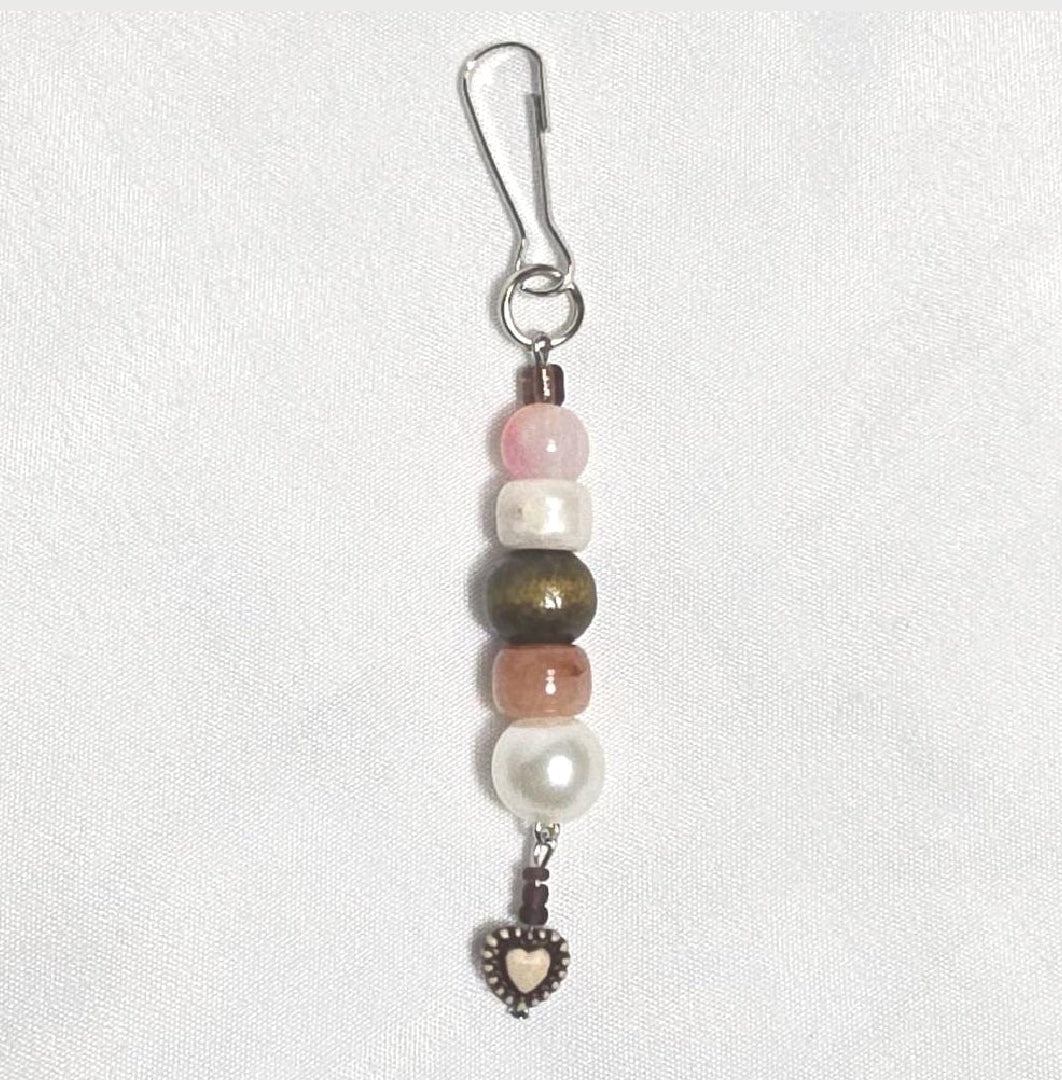 New Brown Labubu Inspired  Multi Strand Mixed Beaded Bag Charm Key Holder Keychain