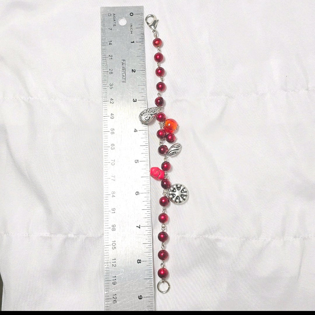 Upcycled Vintage Chicos Red Beaded Bohemian Preppy Y2K Jewelry Necklace Set