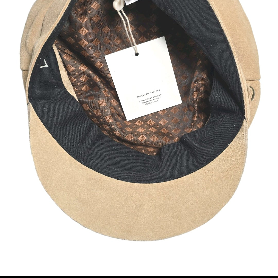 Lack of Color Newsboy Cap Beige Suede Hat Size Small - New.