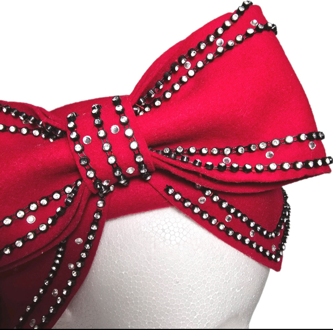 Hopeless Romantic 100% Wool  Red Church Wedding Derby Fascinator Hat with Bow