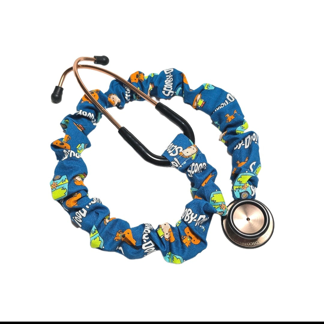 Handmade Colorful Blue Scooby-Doo Stethoscope Sleeve: Washable Colorful Cotton Cover
