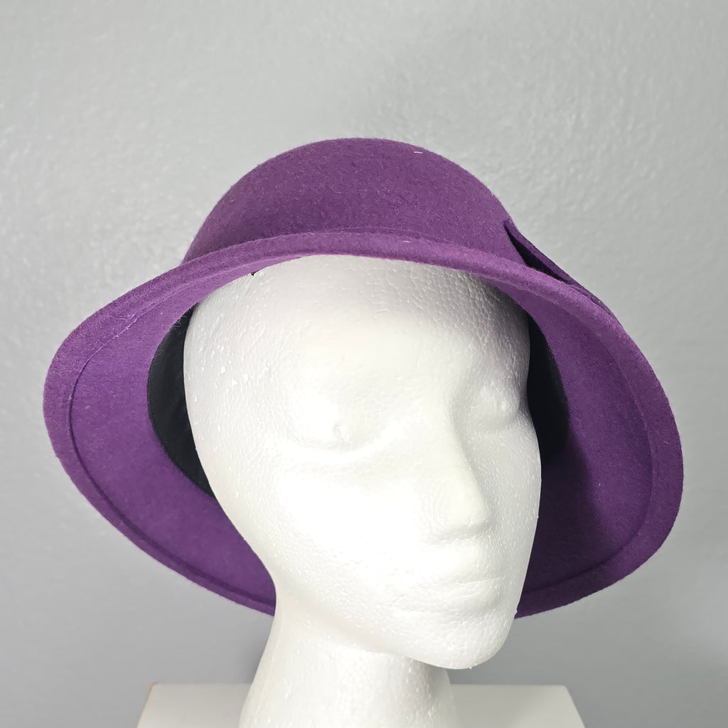 MY ONLY One Size Women's 100% Wool Purple Cloche Formal Retro Preppy Hat