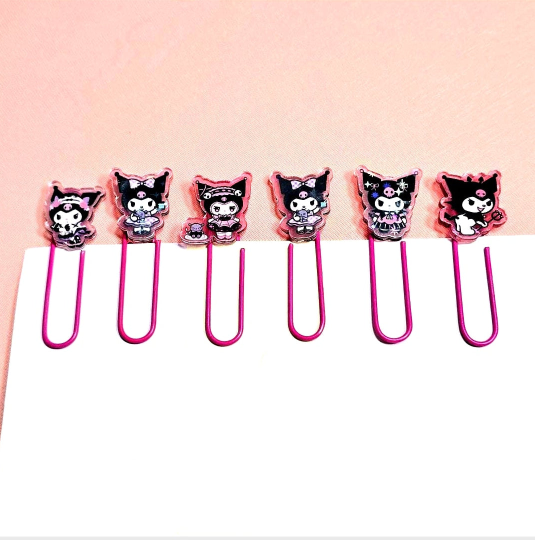 Kuromi Decorated Paper Clips Metal Clip Set of 6