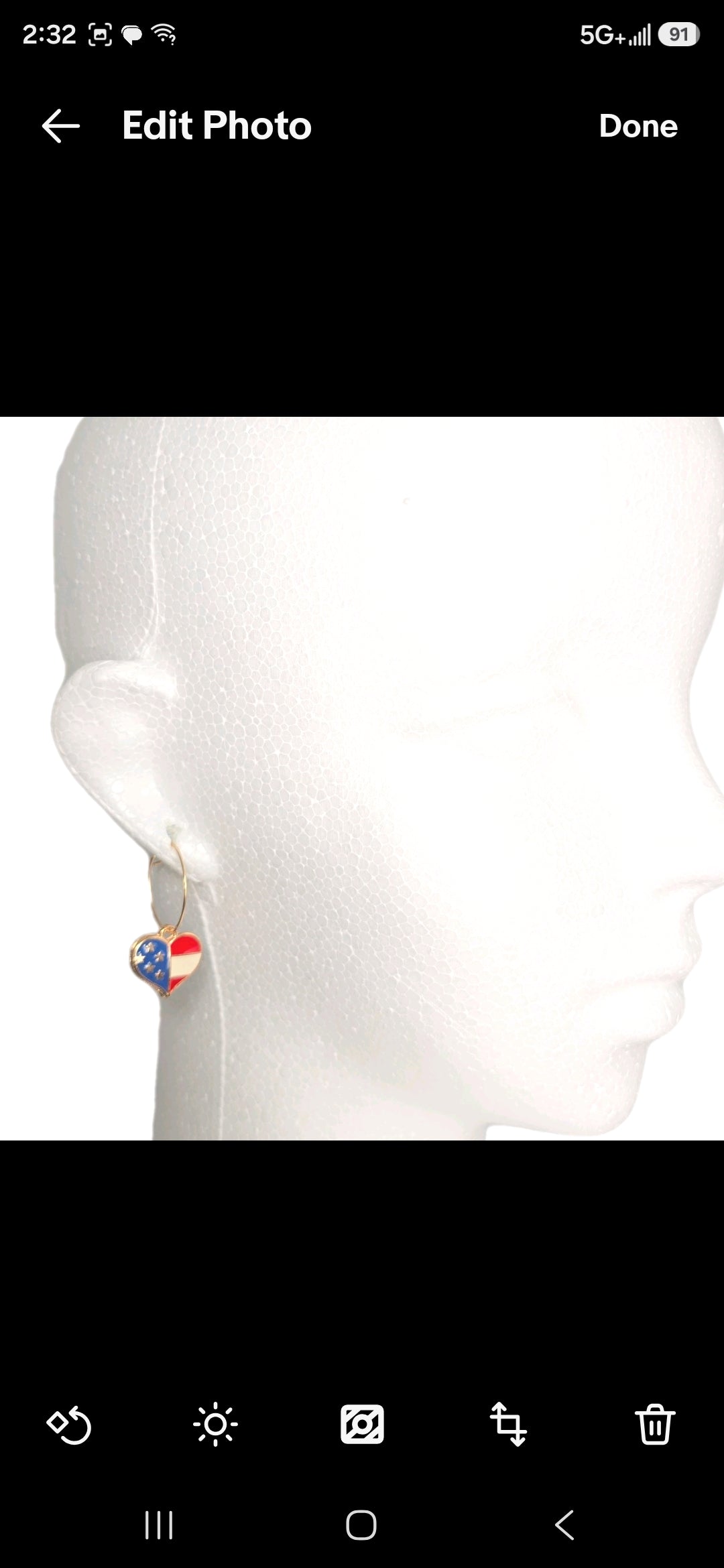 Heart Enamel American Flag  Patriotic Independence Day July 4th  Themed Earrings