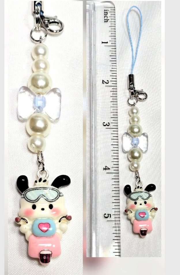 Cute Pochacco Kawaii Beaded Key Chain or Phone Charm