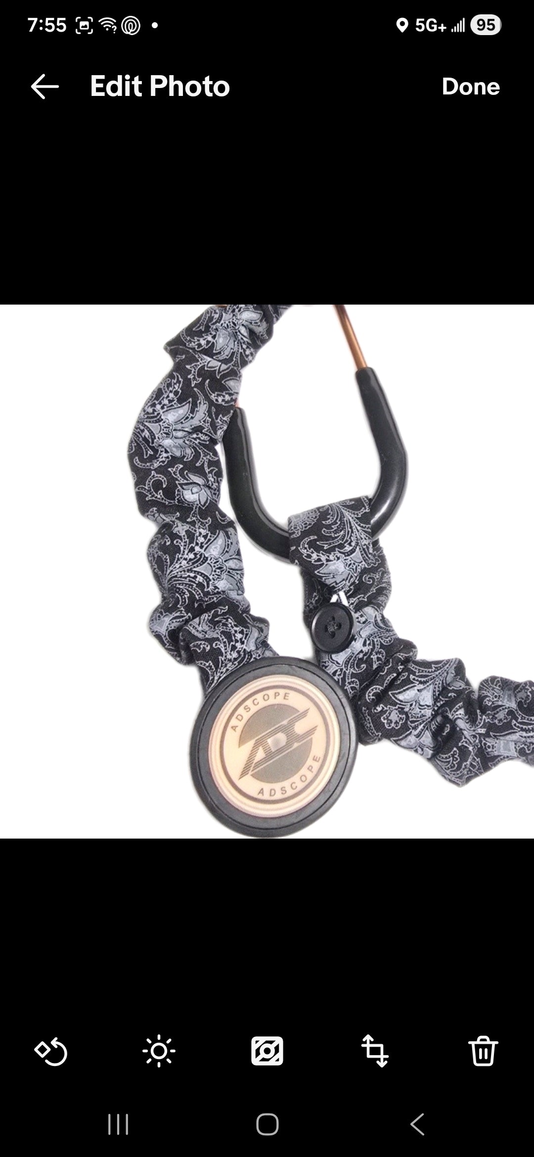 Handmade Black Paisley Stethoscope Sleeve: Washable Cotton Cover