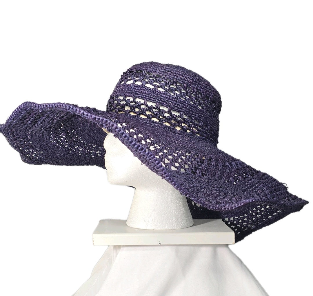 MAR Y SOL Wide Brim Navy Floppy Hat Summer Sun Fun Beach , Madagascar