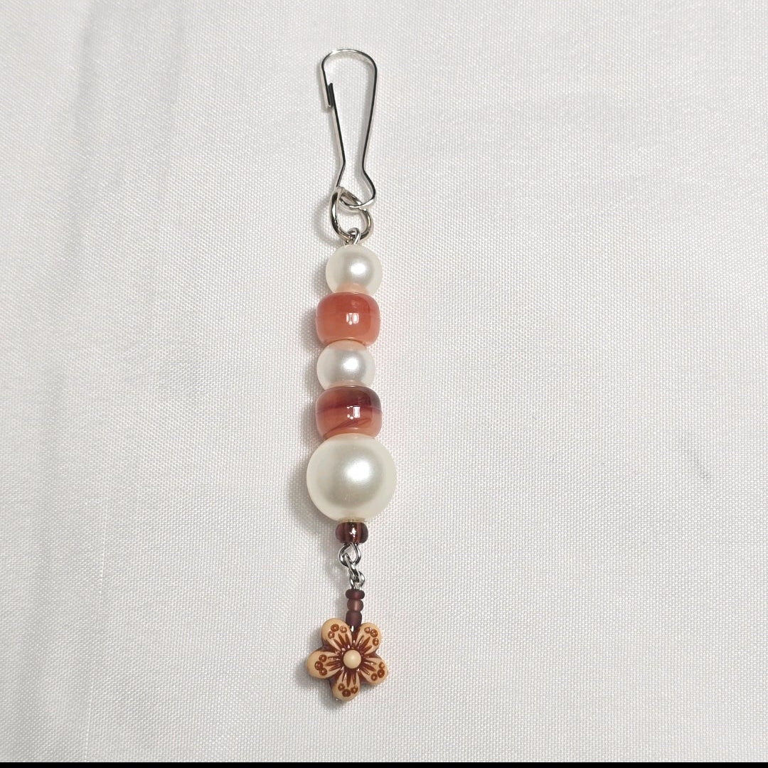 New Pastel Orange Labubu Inspired  Multi Strand Mixed Beaded Bag Charm Key Holder Keychain